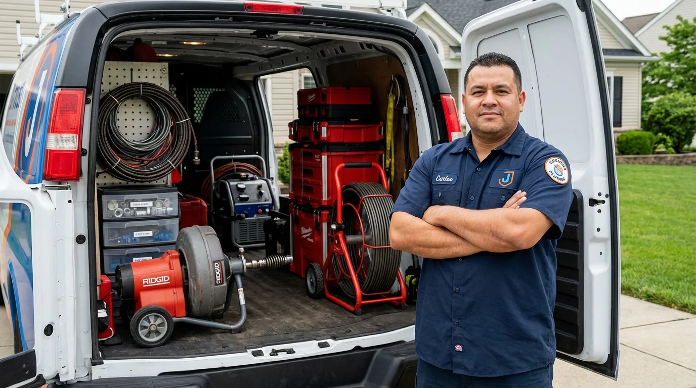 Professional drain cleaning equipment and Johns Plumbing LLC plumber in Botkins